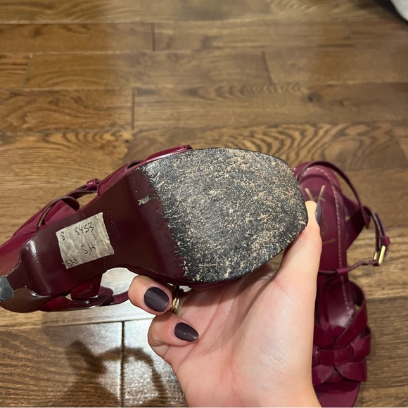 Saint Laurent Tribute Patent Leather Platform Fuchsia Heels - Picture 11 of 16